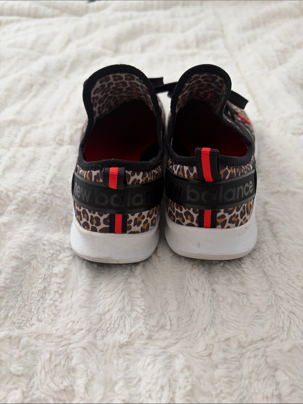 New Balance Leopard Print Slip-On Runner - Black/White/Brown with Red Accents - Picture 3 of 4